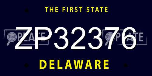 ZP32376 Delaware License Plate