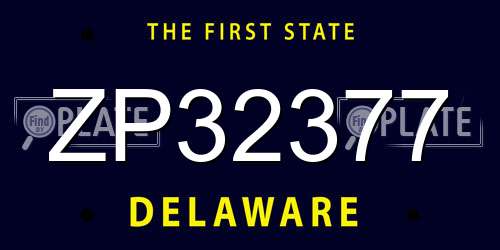 ZP32377 Delaware License Plate