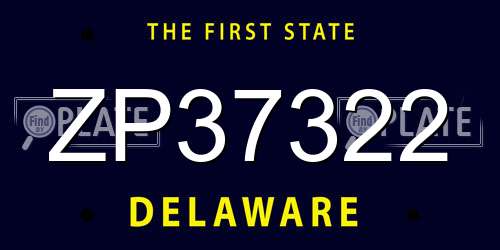 ZP37322 Delaware License Plate