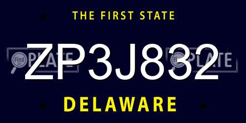 ZP3J832 Delaware License Plate