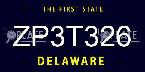 ZP3T326 Delaware License Plate