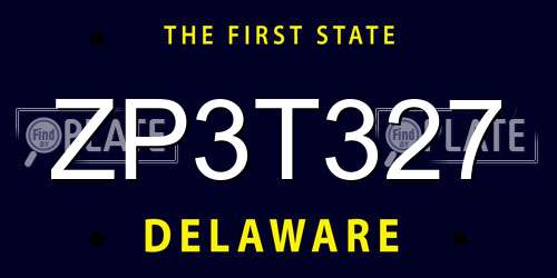 ZP3T327 Delaware License Plate