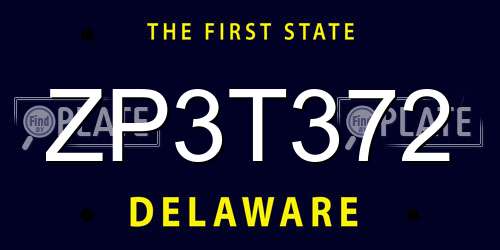 ZP3T372 Delaware License Plate