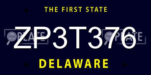 ZP3T376 Delaware License Plate