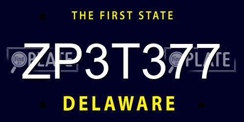 ZP3T377 Delaware License Plate