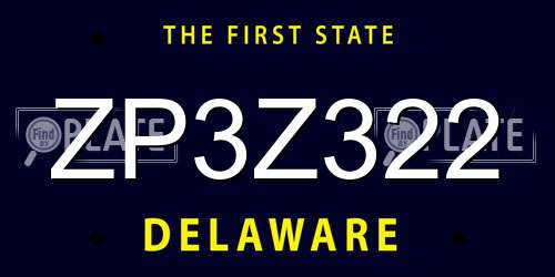 ZP3Z322 Delaware License Plate