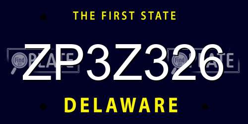 ZP3Z326 Delaware License Plate