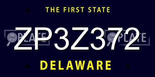 ZP3Z372 Delaware License Plate