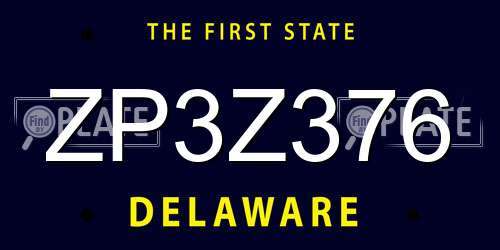 ZP3Z376 Delaware License Plate
