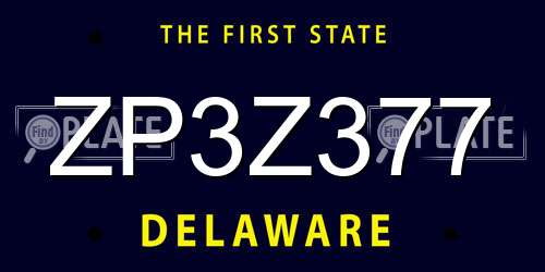 ZP3Z377 Delaware License Plate