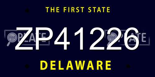 ZP41226 Delaware License Plate