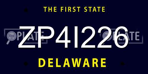 ZP4I226 Delaware License Plate
