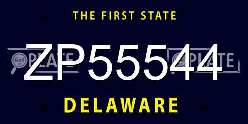ZP55544 Delaware License Plate