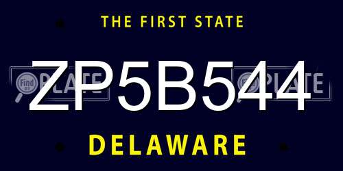 ZP5B544 Delaware License Plate