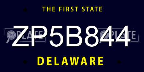 ZP5B844 Delaware License Plate
