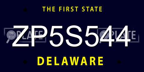 ZP5S544 Delaware License Plate