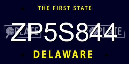 ZP5S844 Delaware License Plate