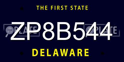 ZP8B544 Delaware License Plate