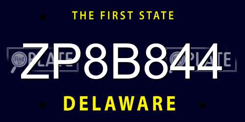 ZP8B844 Delaware License Plate