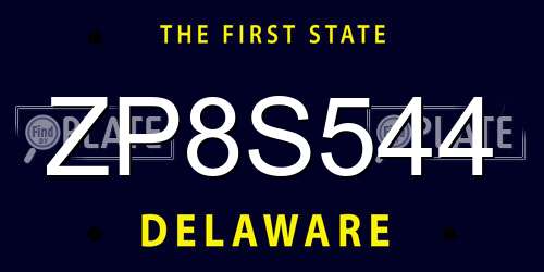 ZP8S544 Delaware License Plate