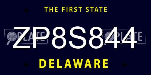 ZP8S844 Delaware License Plate