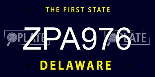 ZPA976 Delaware License Plate