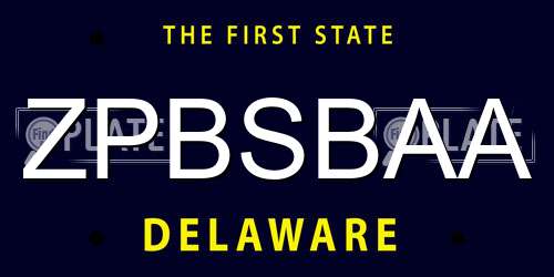 ZPBSBAA Delaware License Plate