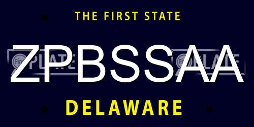 ZPBSSAA Delaware License Plate