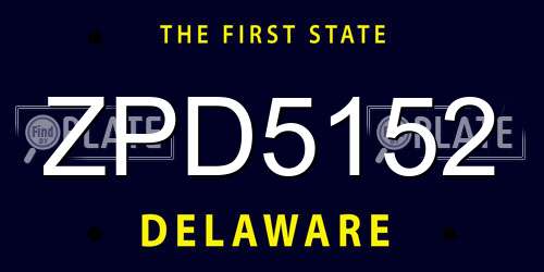 ZPD5152 Delaware License Plate