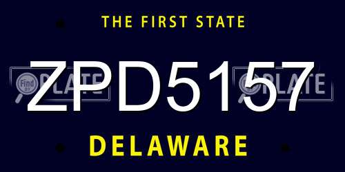 ZPD5157 Delaware License Plate