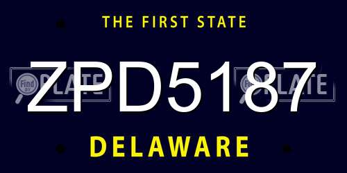 ZPD5187 Delaware License Plate