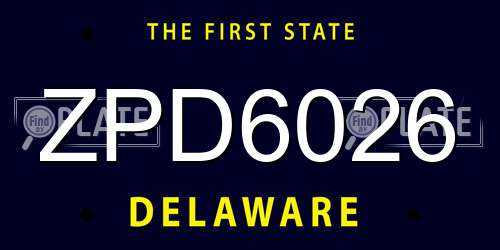 ZPD6026 Delaware License Plate