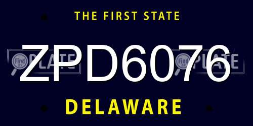 ZPD6076 Delaware License Plate