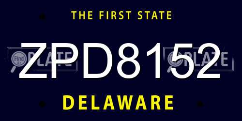 ZPD8152 Delaware License Plate