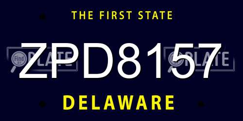 ZPD8157 Delaware License Plate