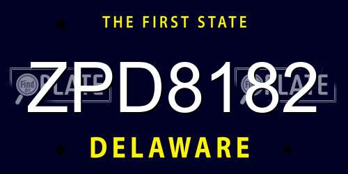 ZPD8182 Delaware License Plate