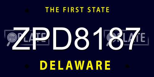 ZPD8187 Delaware License Plate