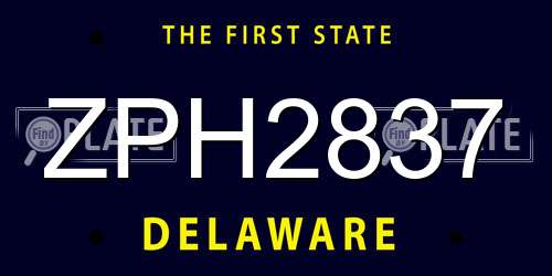 ZPH2837 Delaware License Plate