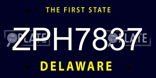 ZPH7837 Delaware License Plate