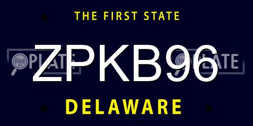 ZPKB96 Delaware License Plate