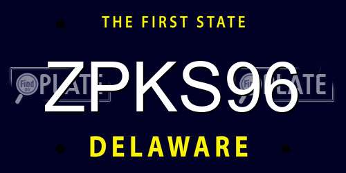 ZPKS96 Delaware License Plate