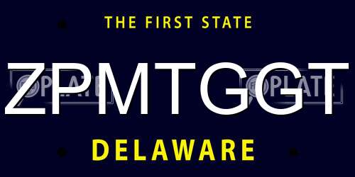 ZPMTGGT Delaware License Plate