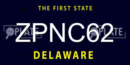 ZPNC62 Delaware License Plate