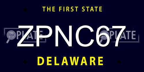 ZPNC67 Delaware License Plate