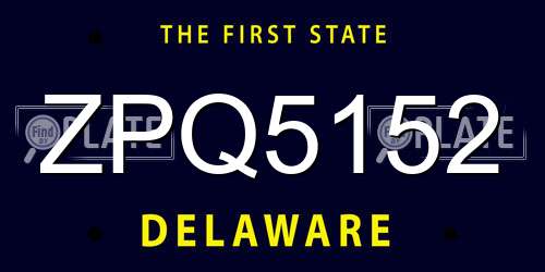 ZPQ5152 Delaware License Plate