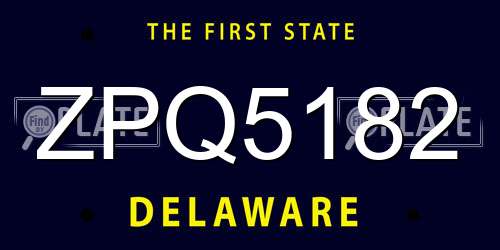 ZPQ5182 Delaware License Plate