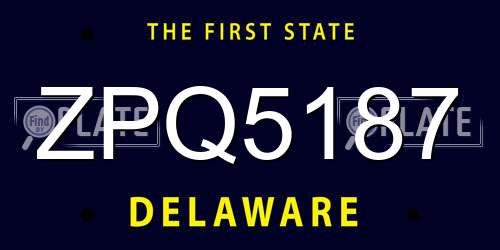 ZPQ5187 Delaware License Plate