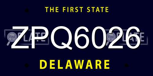 ZPQ6026 Delaware License Plate