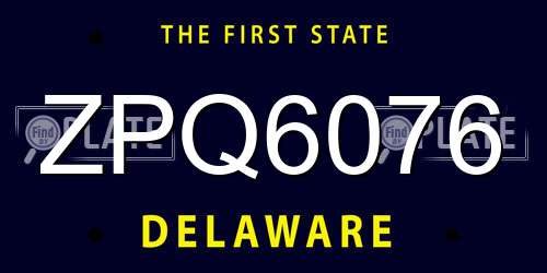 ZPQ6076 Delaware License Plate