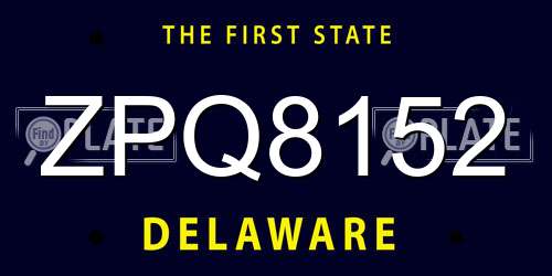 ZPQ8152 Delaware License Plate